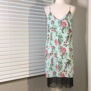 Floral Pattern W/ Black Lace Dress